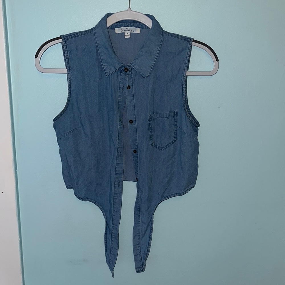 Love Tree blue tie tank